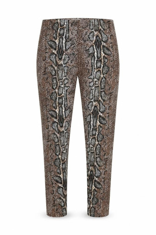Papaya Womens Brown Animal Print Polyester Capri Trousers Size 10 L27 in Regular - Snake Print