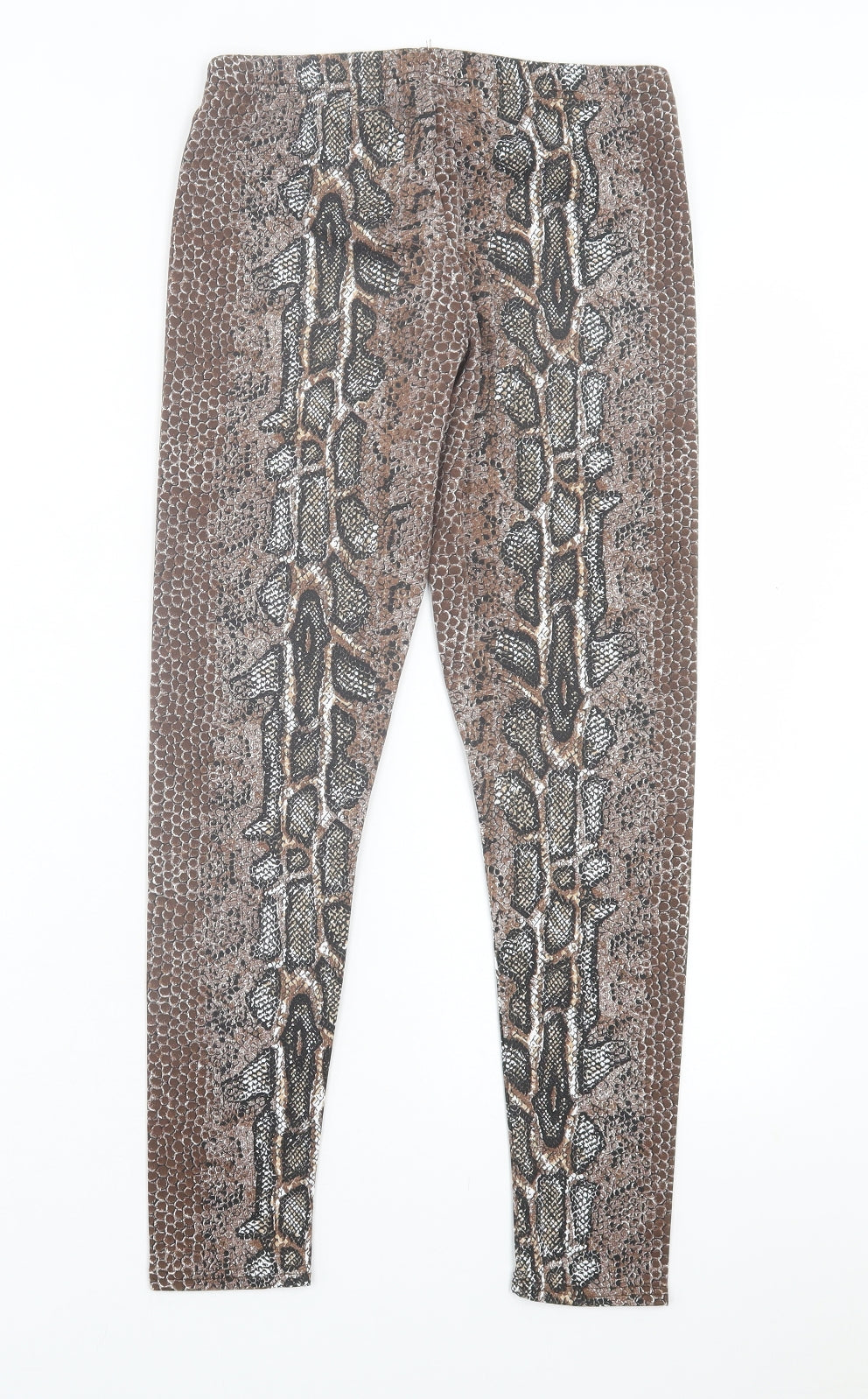 Papaya Womens Brown Animal Print Polyester Capri Trousers Size 10 L27 in Regular - Snake Print