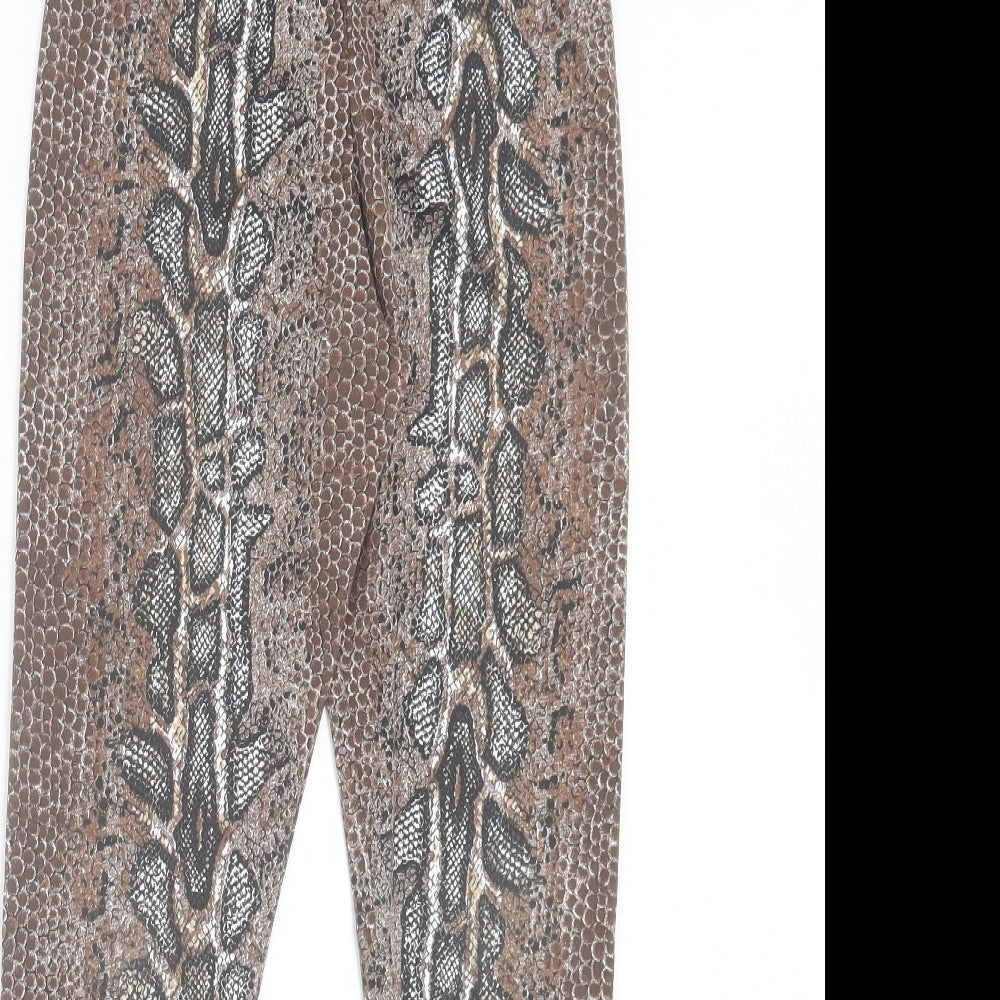 Papaya Womens Brown Animal Print Polyester Capri Trousers Size 10 L27 in Regular - Snake Print