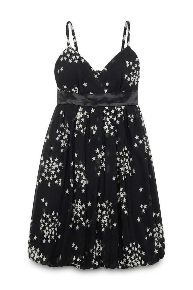 Oli Womens Black Geometric Polyester A-Line Size 10 V-Neck Pullover - Star Pattern