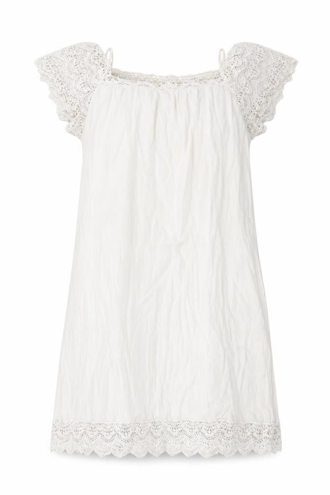 Preworn Womens White Cotton A-Line Size L Square Neck