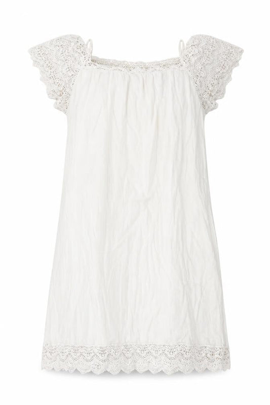 Womens White Cotton A-Line Size L Square Neck