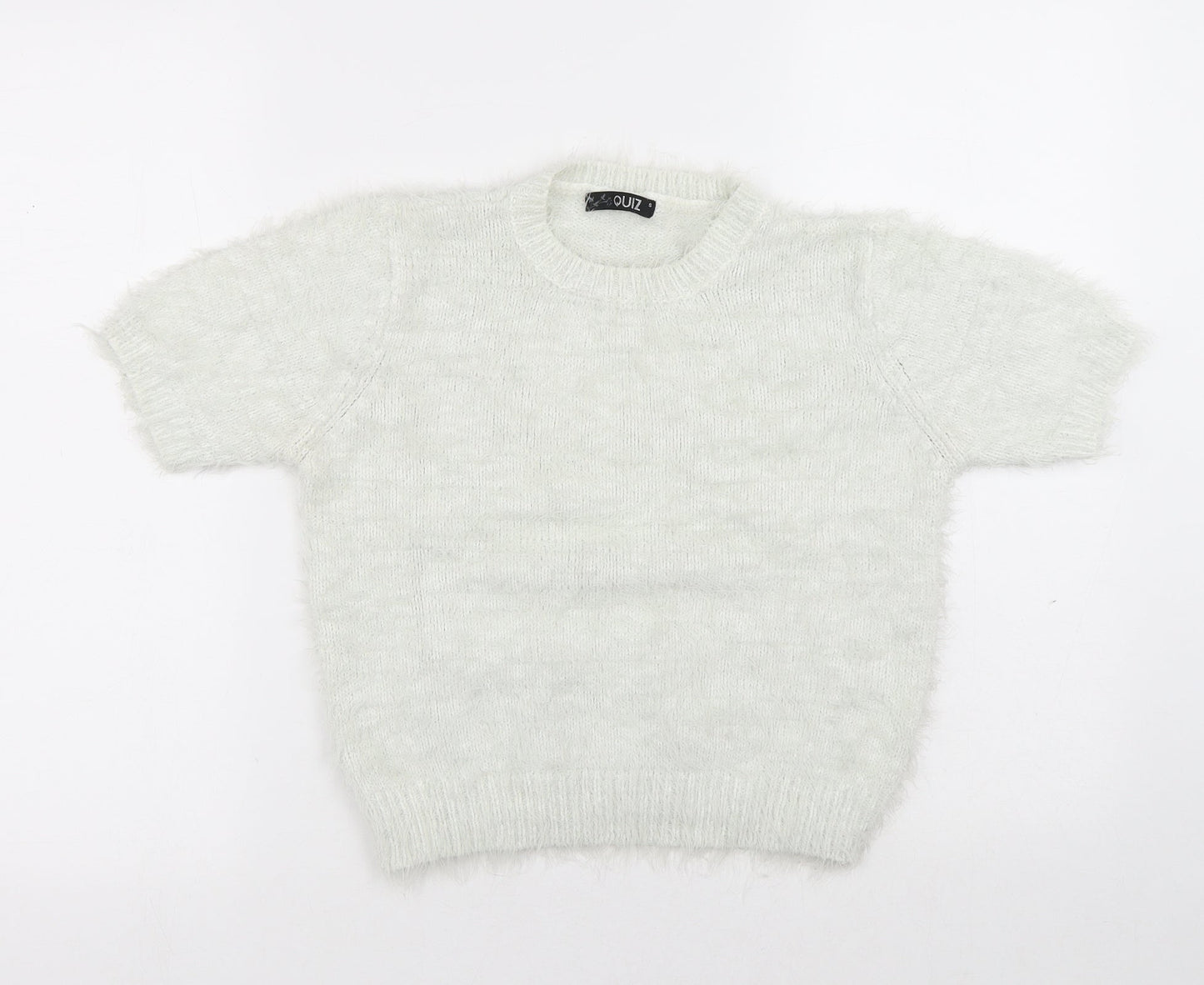 Quiz Womens White Round Neck Acrylic Pullover Jumper Size S