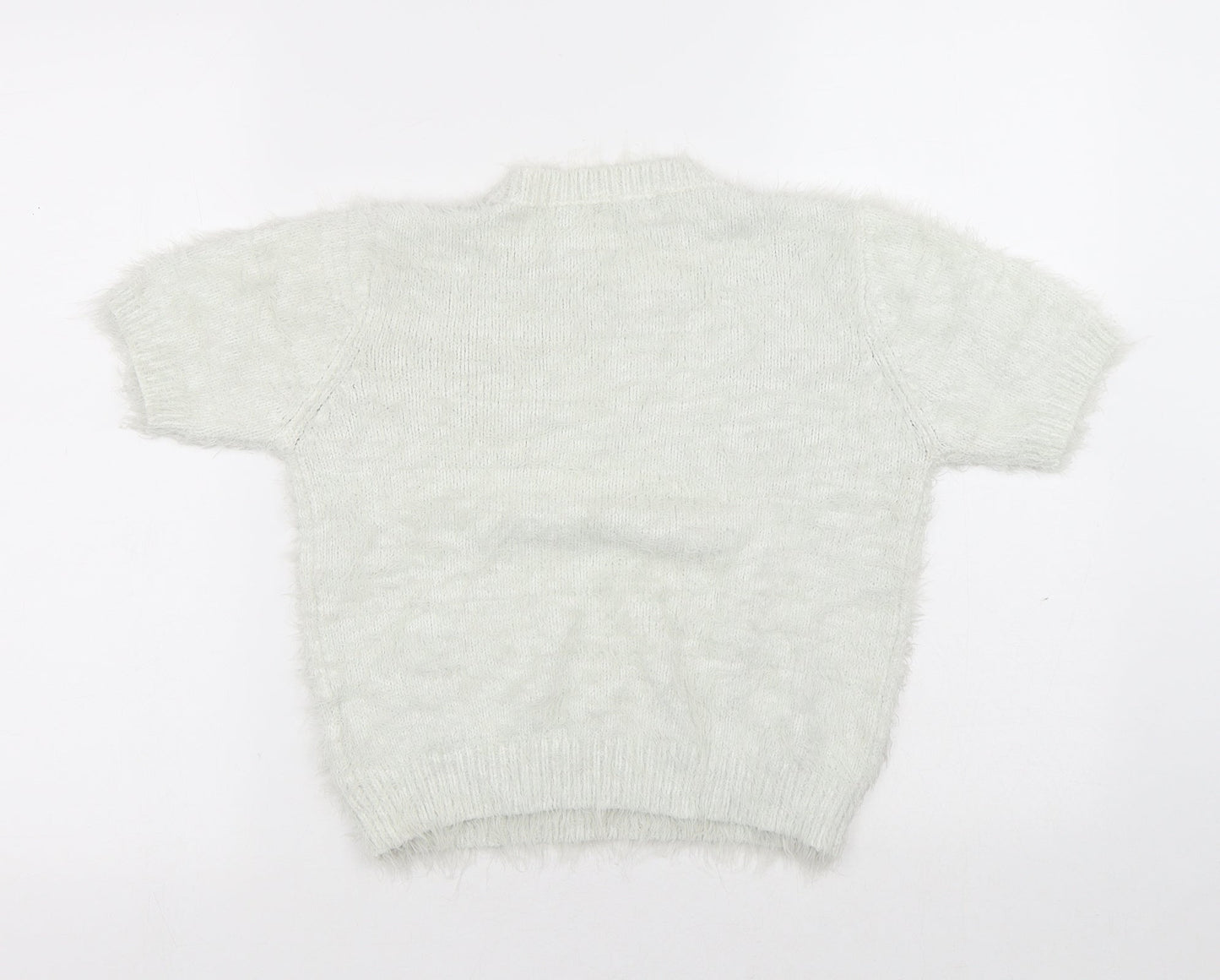 Quiz Womens White Round Neck Acrylic Pullover Jumper Size S