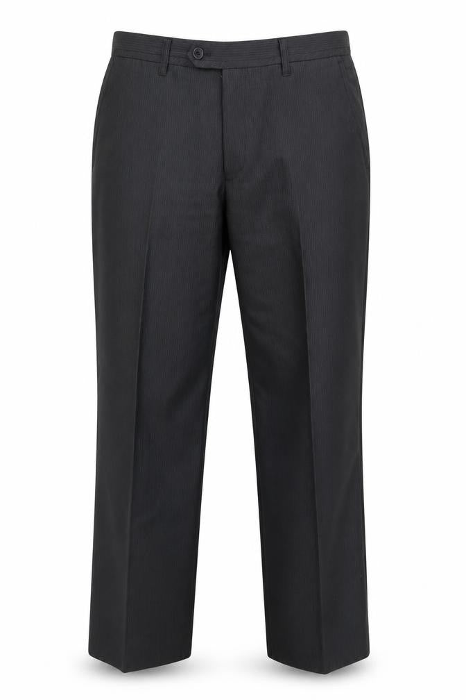 NEXT Mens Grey Striped Polyester Trousers Size 34 in L29 in Regular Button