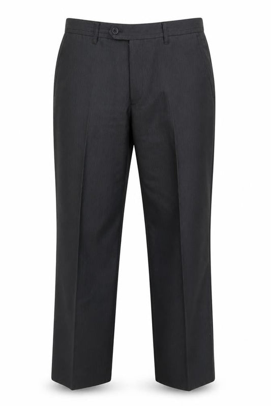 Next Mens Grey Striped Polyester Trousers Size 34 in L29 in Regular Button