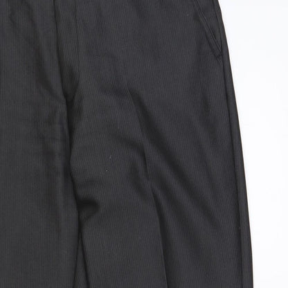 Next Mens Grey Striped Polyester Trousers Size 34 in L29 in Regular Button