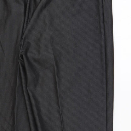 Next Mens Grey Striped Polyester Trousers Size 34 in L29 in Regular Button