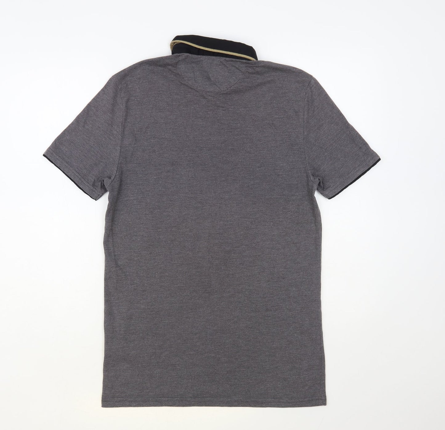 Nineteen Twenty Two Mens Grey Cotton Polo Size S Collared Button