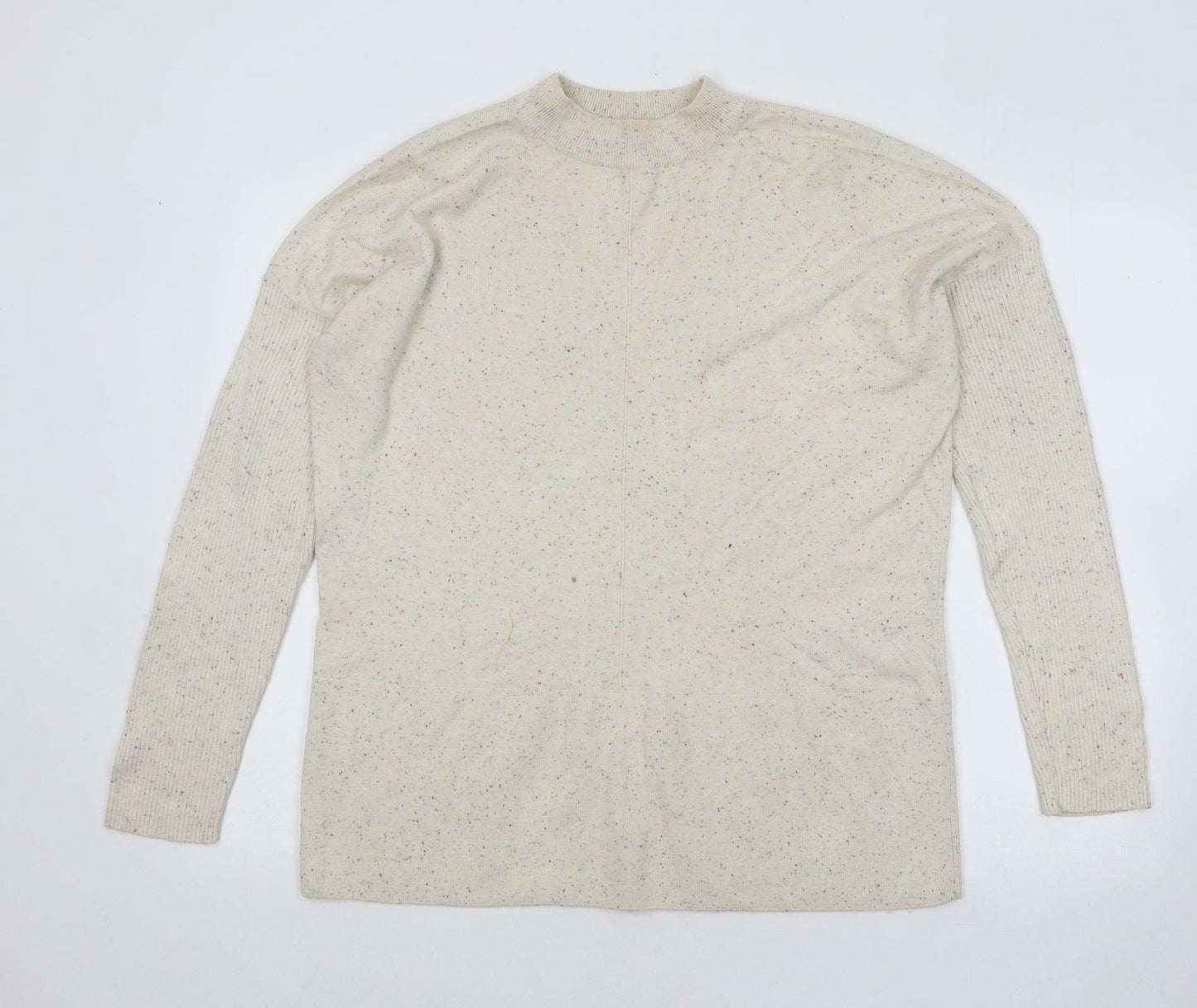 Very Womens Ivory Mock Neck Geometric Cotton Pullover Jumper Size 16