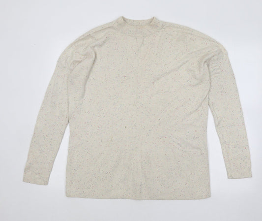 Very Womens Ivory Mock Neck Geometric Cotton Pullover Jumper Size 16