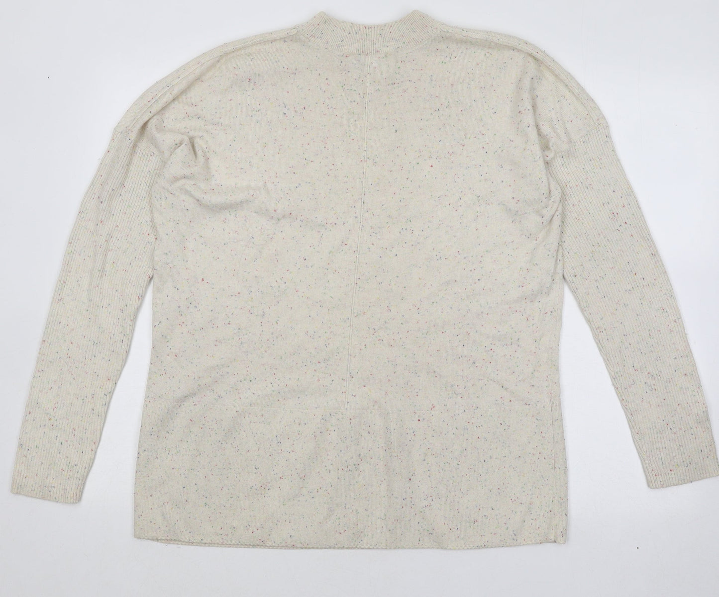 Very Womens Ivory Mock Neck Geometric Cotton Pullover Jumper Size 16