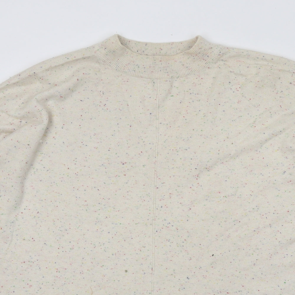 Very Womens Ivory Mock Neck Geometric Cotton Pullover Jumper Size 16