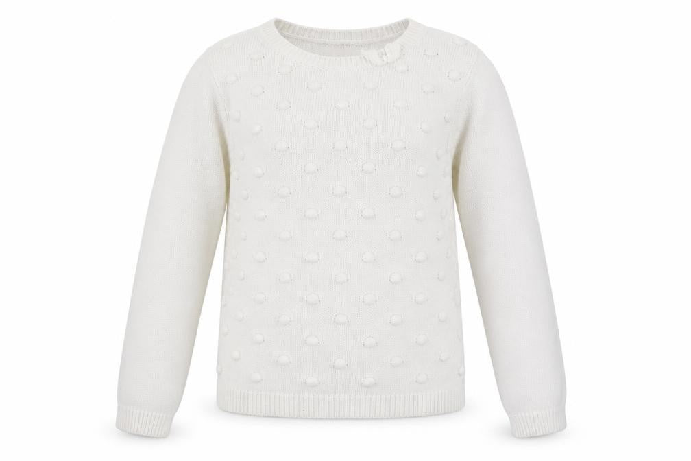 H&M Girls White Round Neck Geometric Viscose Pullover Jumper Size 9-10 Years Pullover