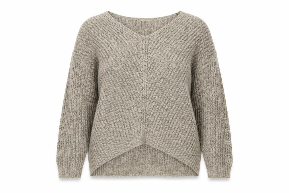 JDY Womens Brown V-Neck Acrylic Pullover Jumper Size L