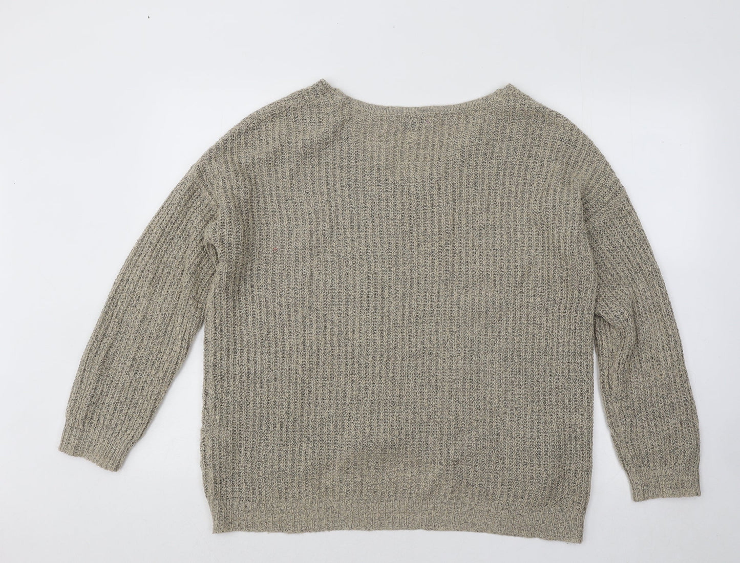JDY Womens Brown V-Neck Acrylic Pullover Jumper Size L
