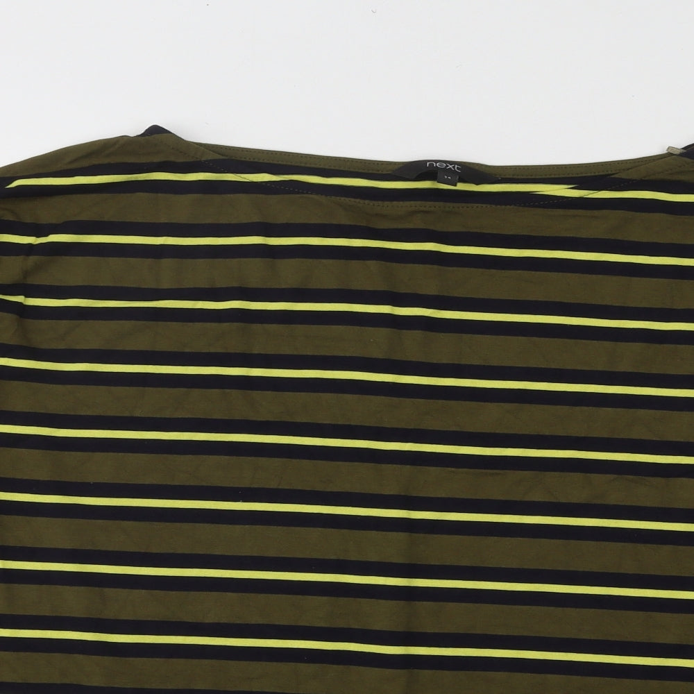 NEXT Womens Multicoloured Round Neck Striped Viscose Pullover Jumper Size 14