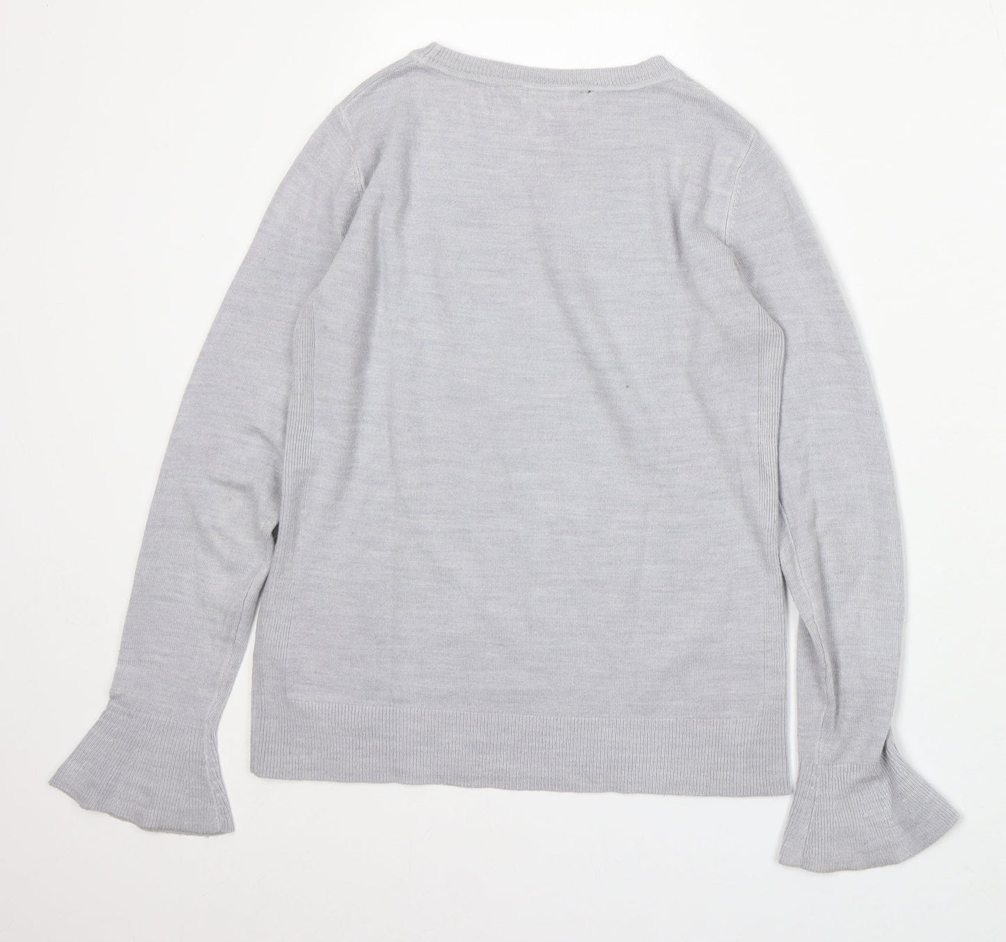Dorothy Perkins Womens Grey Round Neck Acrylic Pullover Jumper Size 6