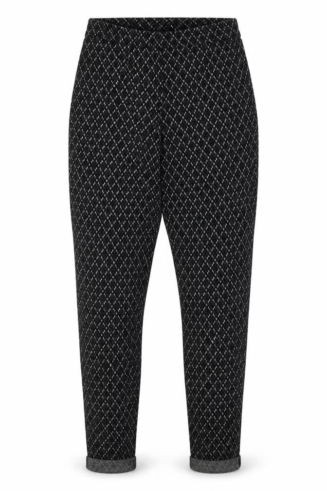 Papaya Womens Black Geometric Polyester Trousers Size 10 L30 in Regular