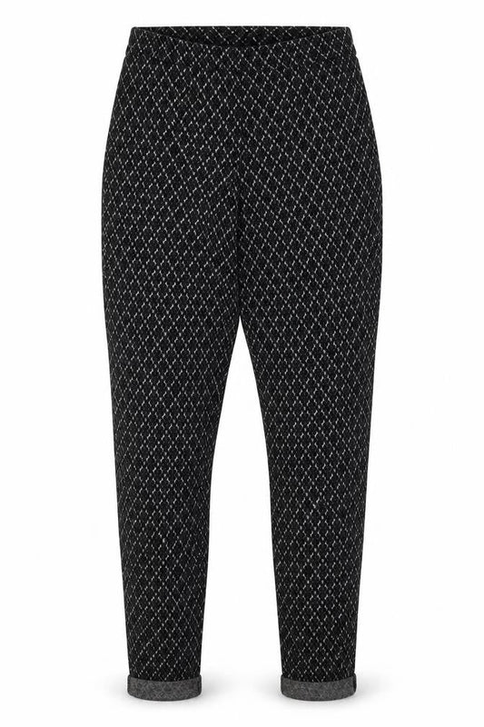 Papaya Womens Black Geometric Polyester Trousers Size 10 L30 in Regular