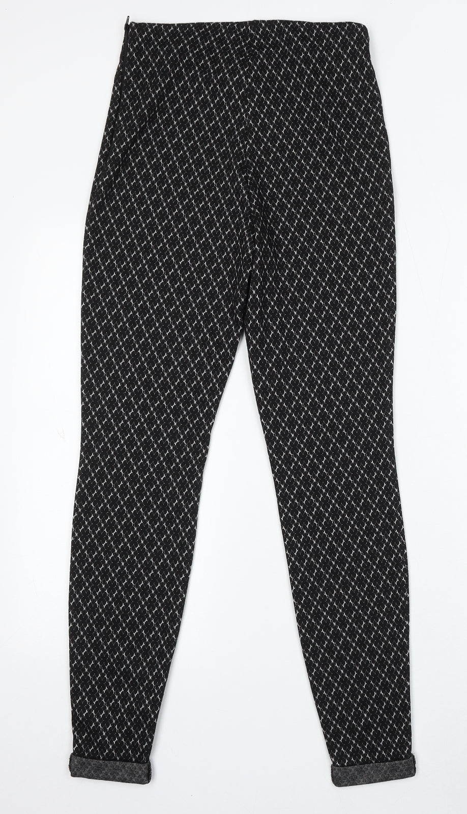 Papaya Womens Black Geometric Polyester Trousers Size 10 L30 in Regular