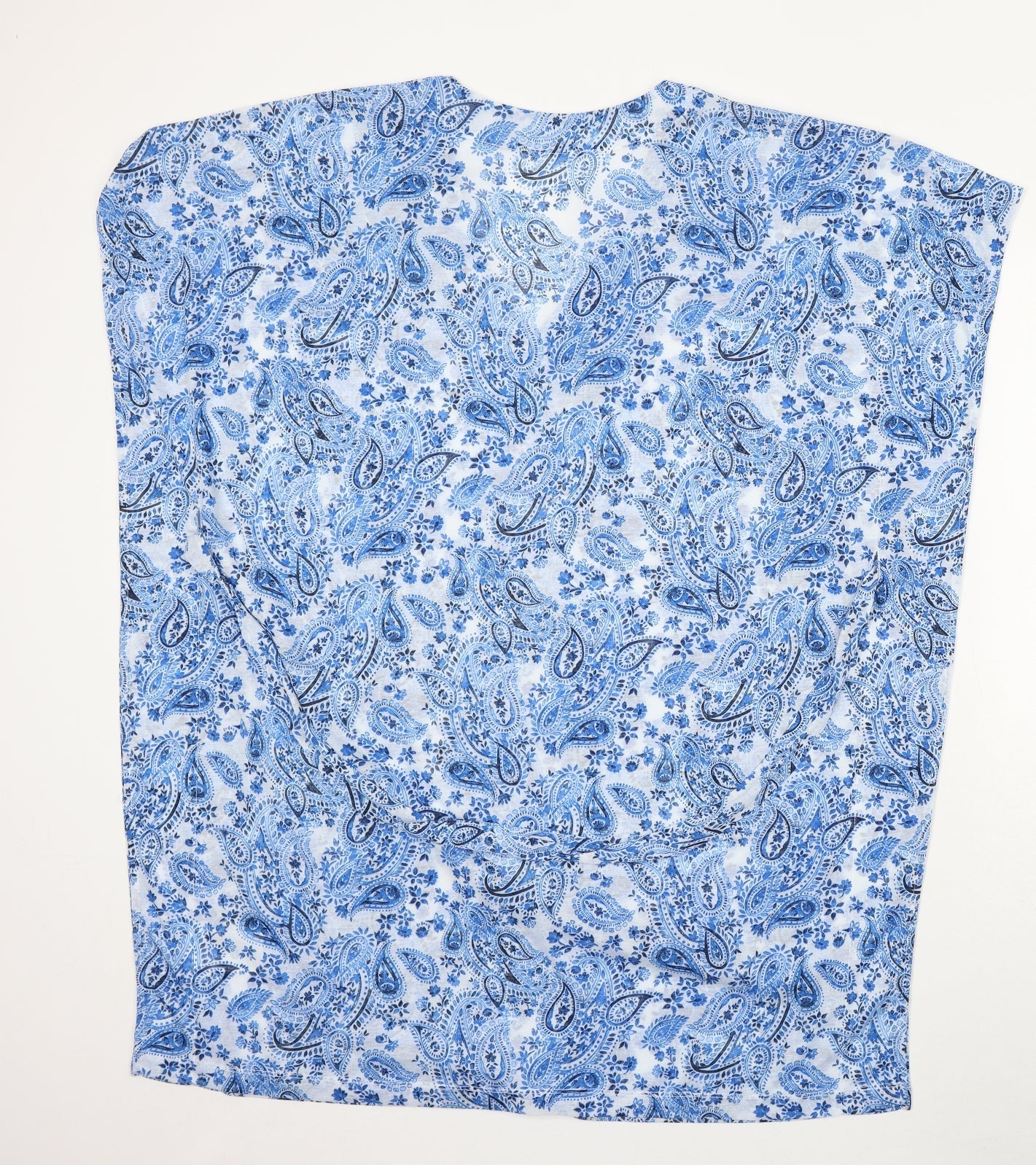 H&M Womens Blue Paisley Viscose Basic Blouse Size M V-Neck