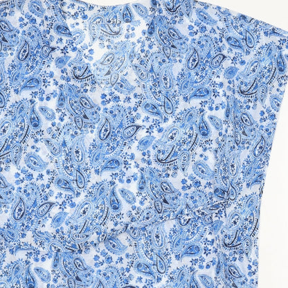 H&M Womens Blue Paisley Viscose Basic Blouse Size M V-Neck