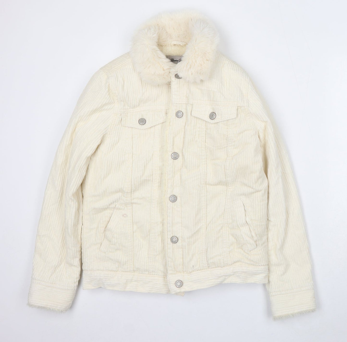 Denim & Co. Womens Ivory Jacket Size 8 Button