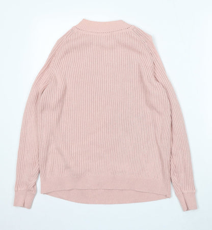 Divided Womens Pink Mock Neck Acrylic Pullover Jumper Size M - Cold Shoulder