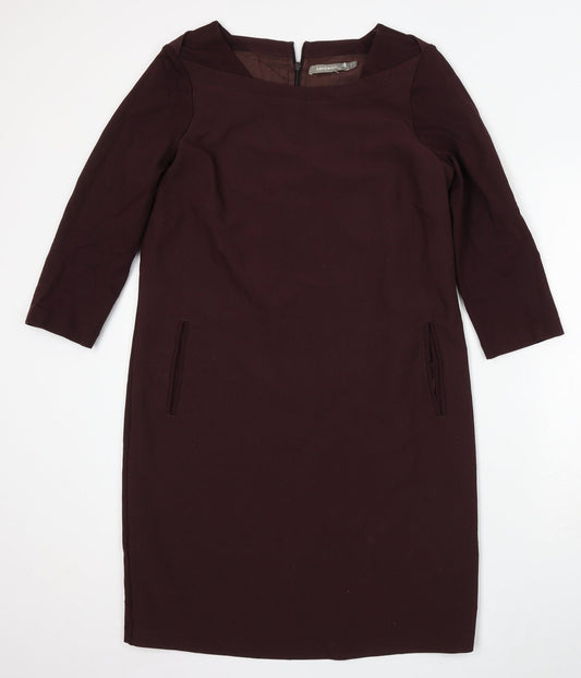 Sandwich Womens Red Polyester Pencil Dress Size 12 Round Neck Zip
