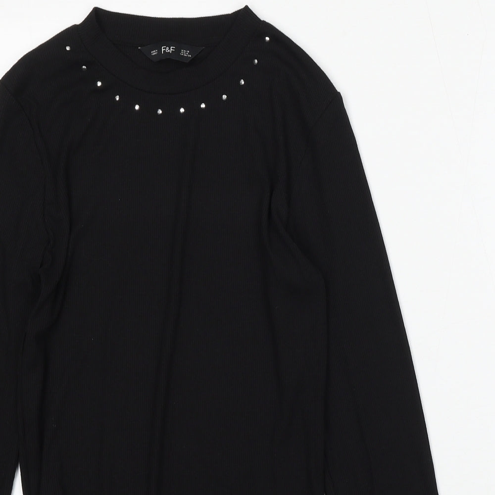 F&F Womens Black Polyester Playsuit One-Piece Size 8 Snap