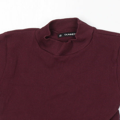Dunnes Womens Purple Mock Neck Polyester Pullover Jumper Size XS