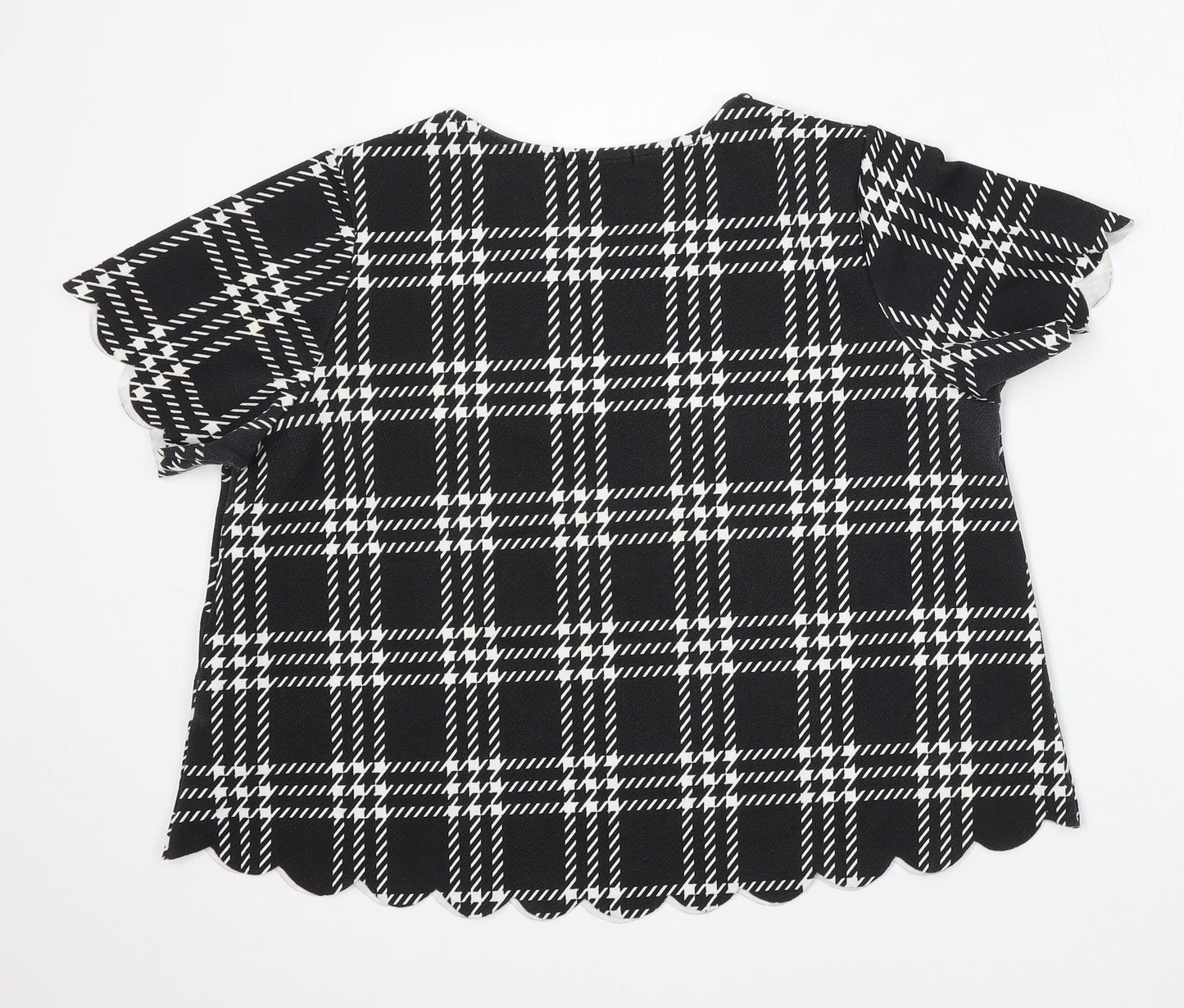 Cameo Rose Womens Black Round Neck Check Polyester Pullover Jumper Size 12