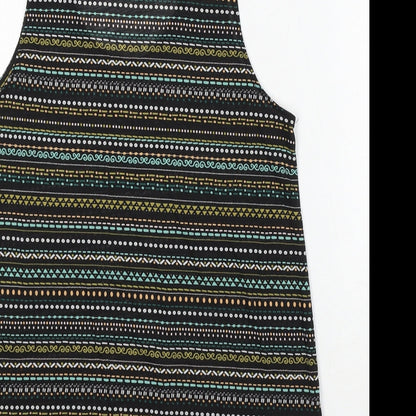 H&M Womens Black Geometric Polyester Basic Tank Size S Round Neck