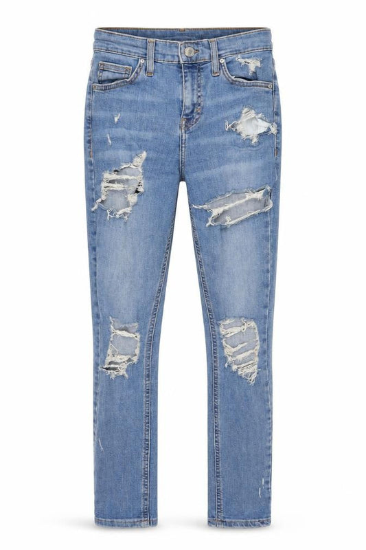 Topshop Womens Blue Cotton Skinny Jeans Size 8 L24 in Regular Zip
