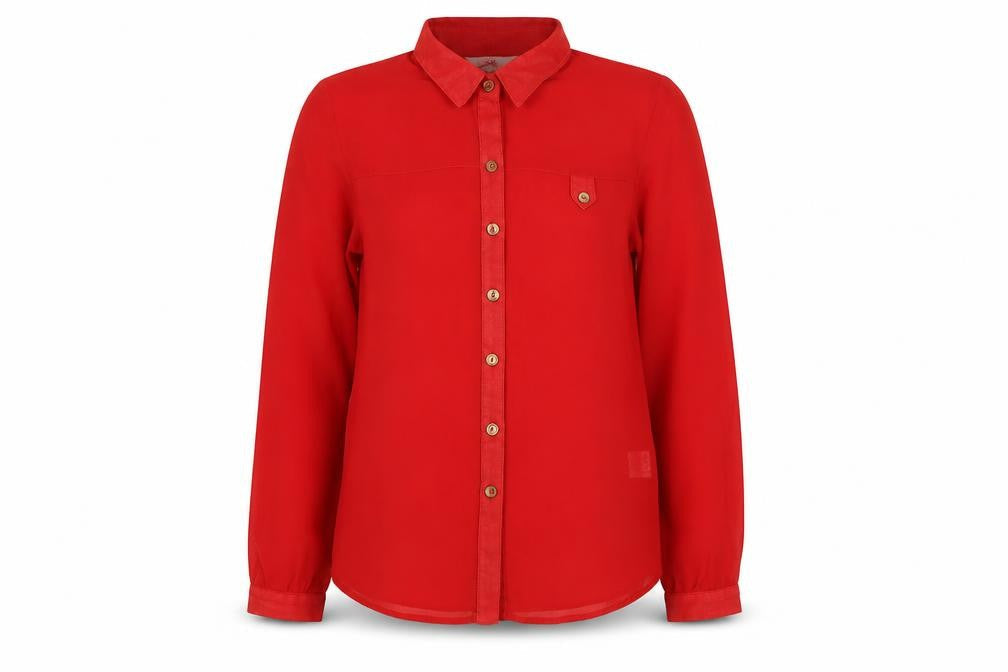 Sophie Girls Red Polyester Basic Button-Up Size 14-15 Years Collared Button