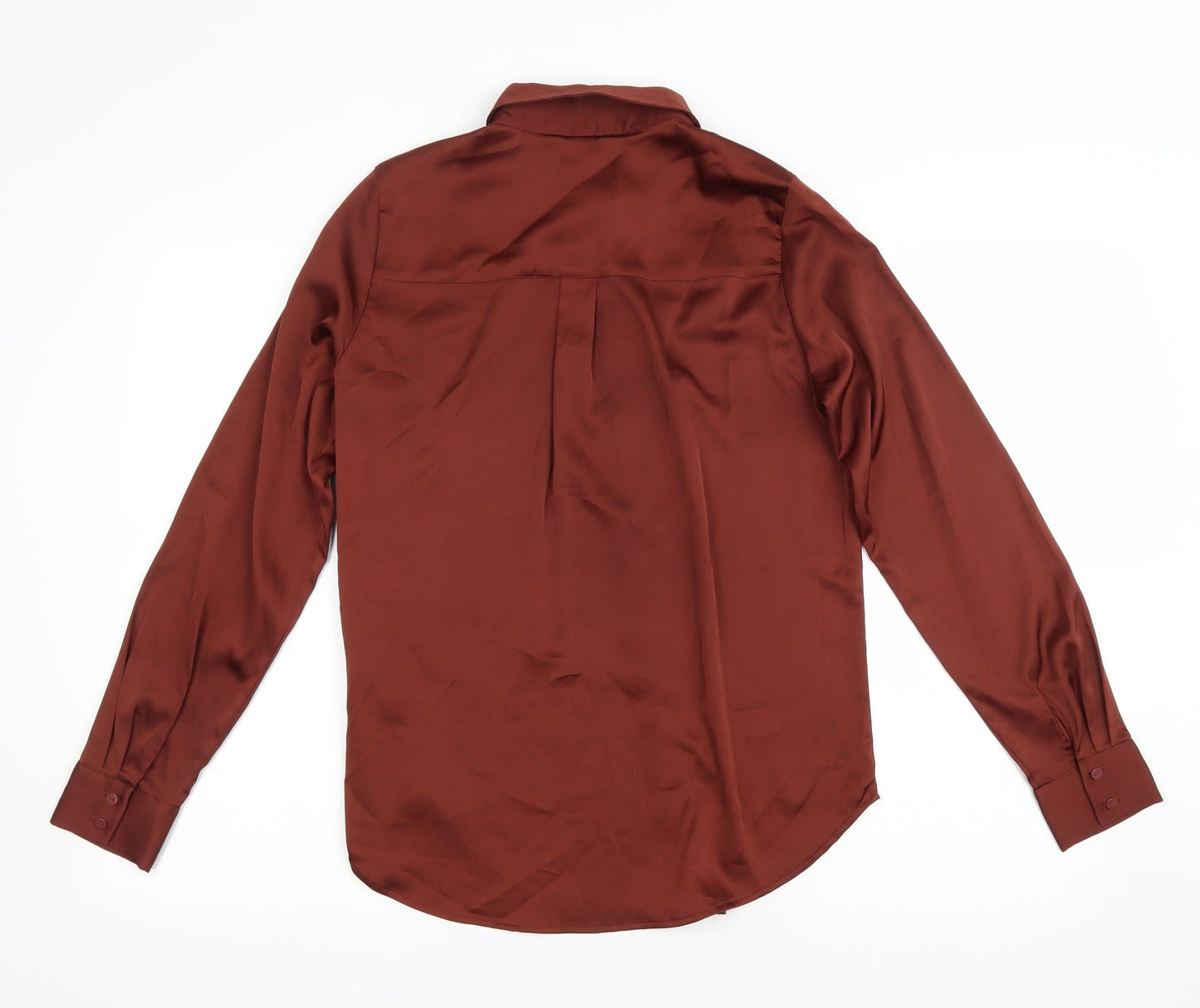 H&M Womens Brown Polyester Basic Button-Up Size 32 Collared