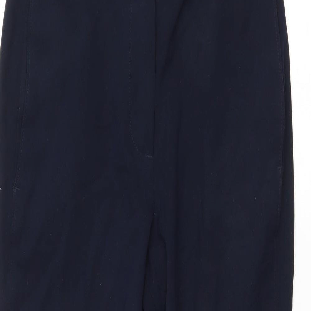 Marks & Spencer Womens Blue Polyester Trousers Size 6 L25.5 in Regular Zip