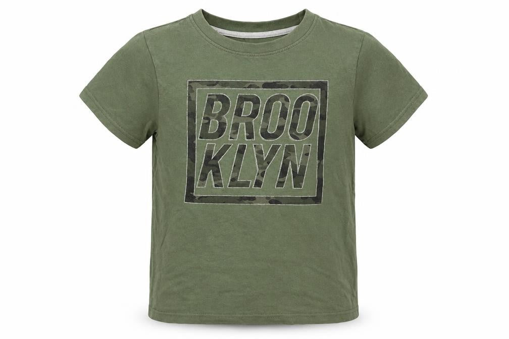 Primark Boys Green 100% Cotton Basic T-Shirt Size 8-9 Years Round Neck Pullover - Brooklyn