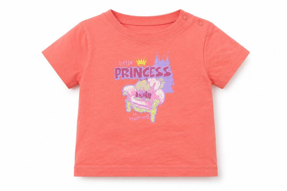 Blue Zoo Girls Pink 100% Cotton Basic T-Shirt Size 6-9 Months Round Neck Snap - Princess