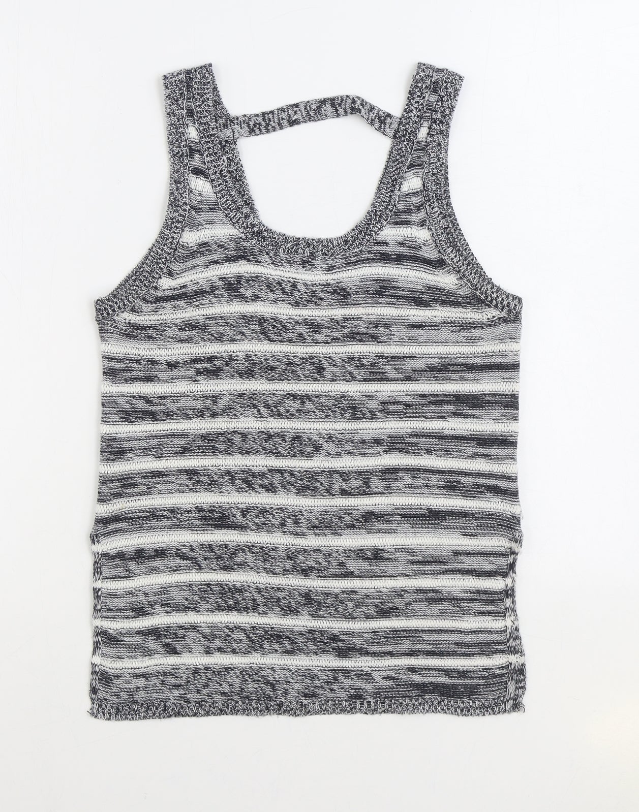 Lottie Loves Womens Grey V-Neck Striped Acrylic Vest Jumper Size 8