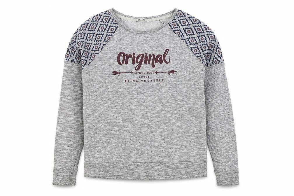 Clockhouse Womens Grey Geometric Cotton Pullover Sweatshirt Size M Pullover - Original