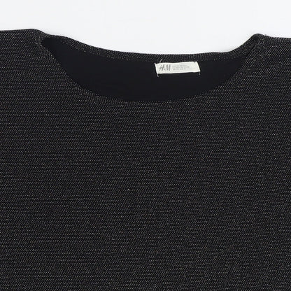 H&M Girls Black Polyamide Basic Blouse Size 14-15 Years Boat Neck Pullover