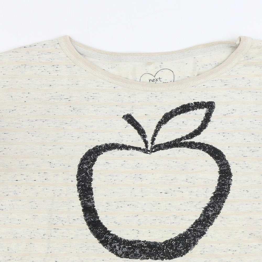 NEXT Womens Beige Striped Cotton Pullover Sweatshirt Size 14 Pullover - Apple