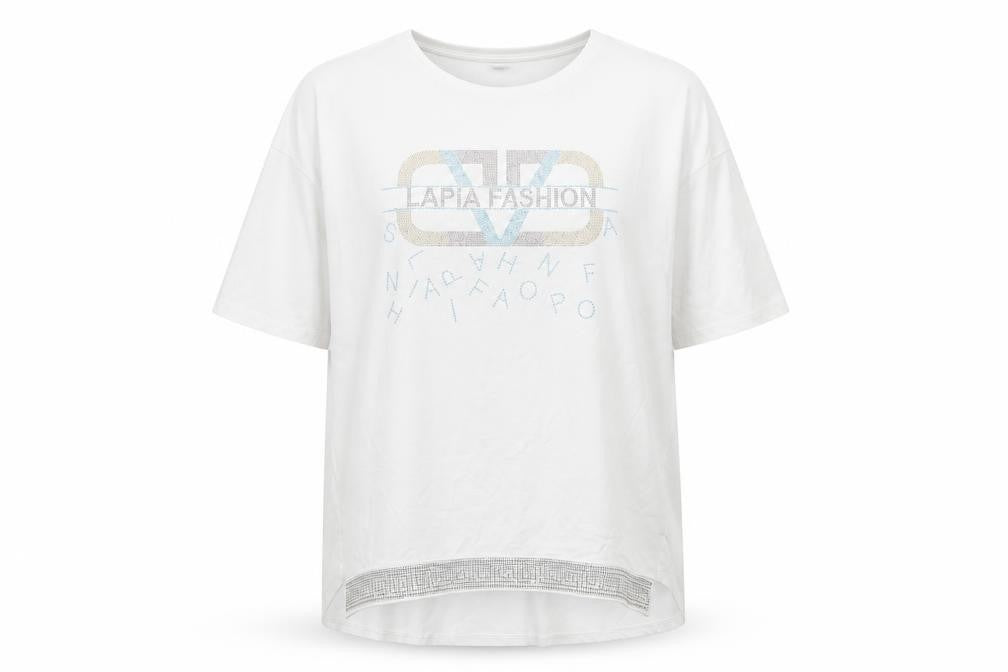 Lapia Womens White Cotton Basic T-Shirt Size XL Round Neck