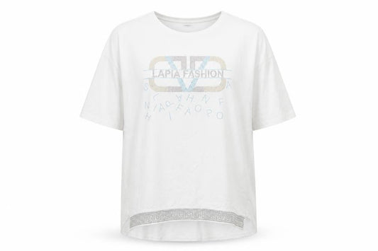 Lapia Womens White Cotton Basic T-Shirt Size XL Round Neck