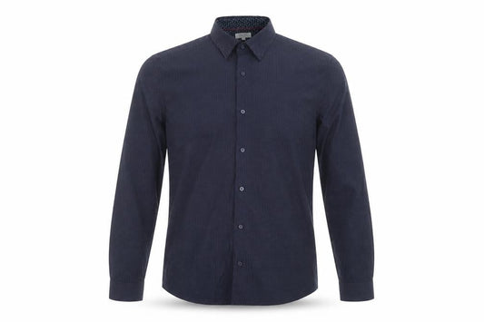 Next Mens Blue Geometric Cotton Button-Up Size L Collared Button