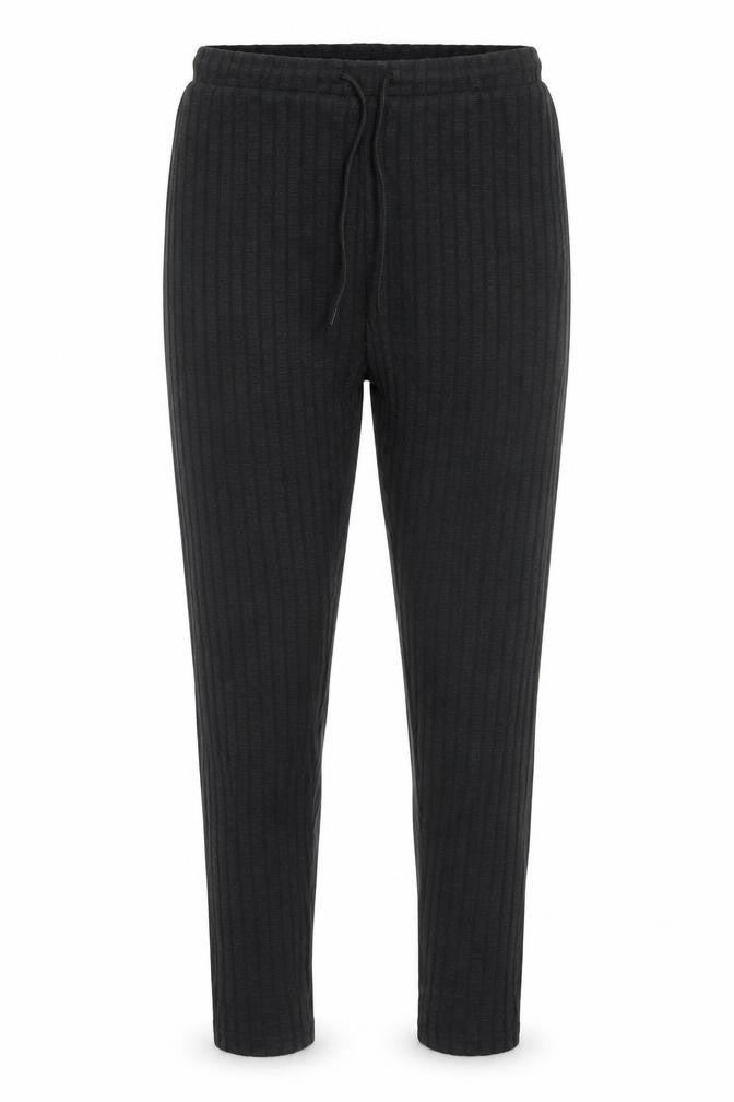 SheIn Womens Black Polyester Capri Trousers Size M L28 in Regular Drawstring - Ribbed Fabric