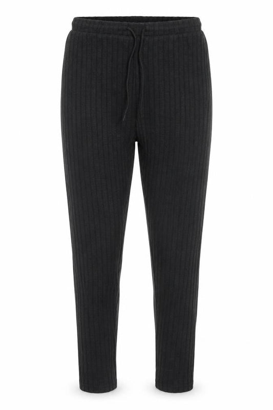SheIn Womens Black Polyester Capri Trousers Size M L28 in Regular Drawstring - Ribbed Fabric