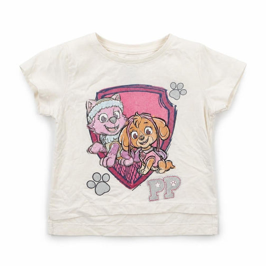 Tu Girls White Cotton Basic T-Shirt Size 9-12 Months Round Neck Pullover - Paw Patrol